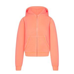 Skims Modal French Terry Classsic Zip Hoodie, Neon Orange, M